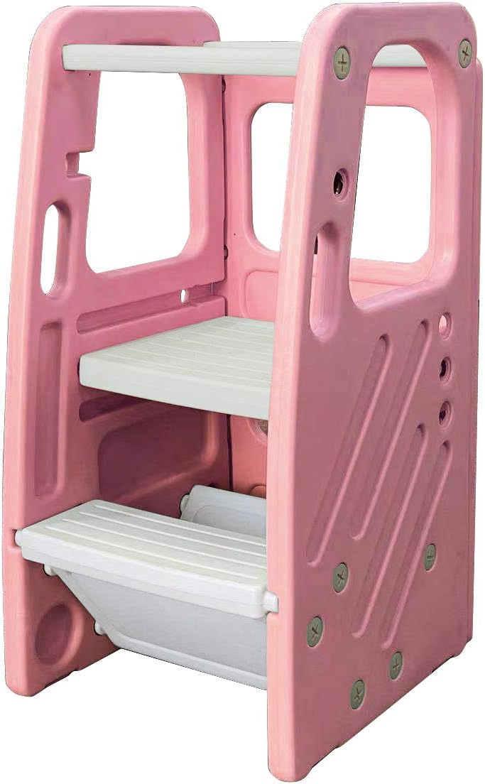 SDADI Childrens Step Stool with Three Adjustable Heights, Grey: Furniture & Decor