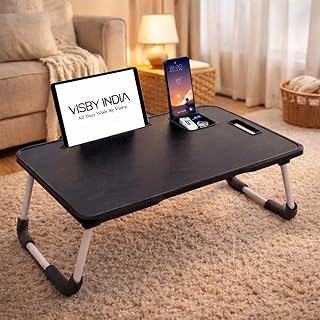 SPHENI Smart Multipurpose Foldable Laptop Table with Cup Holder, Study Table, Bed Table, Breakfast Table, Foldable and Por...