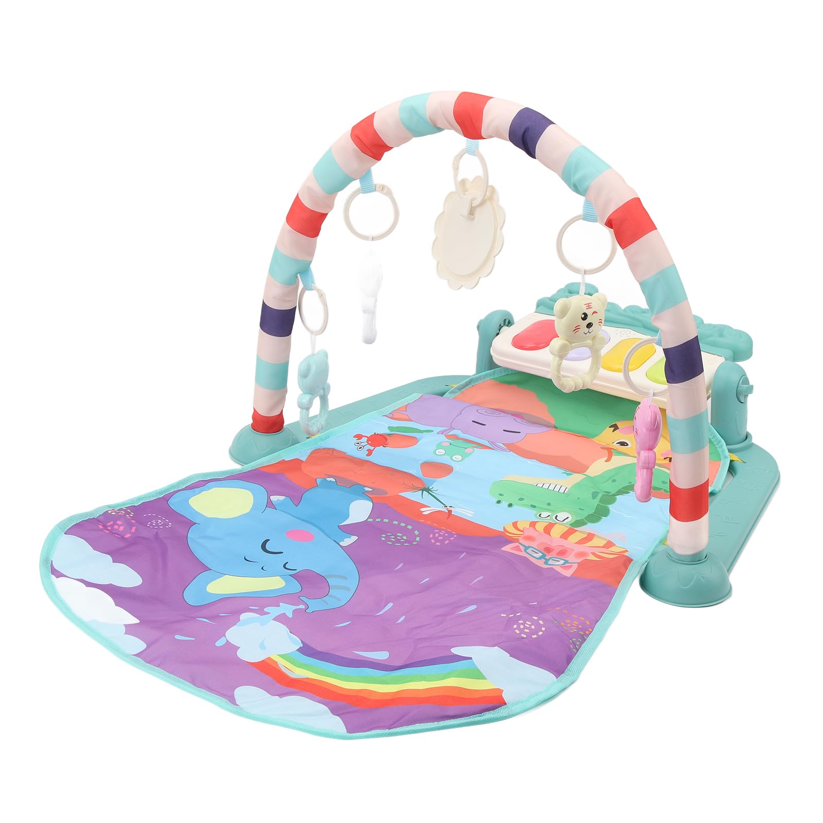 Baby Kick Piano Soft 5 giocattoli pendenti Tappetino da palestra musicale portatile per bambini con luce da 0 a 12 mesi