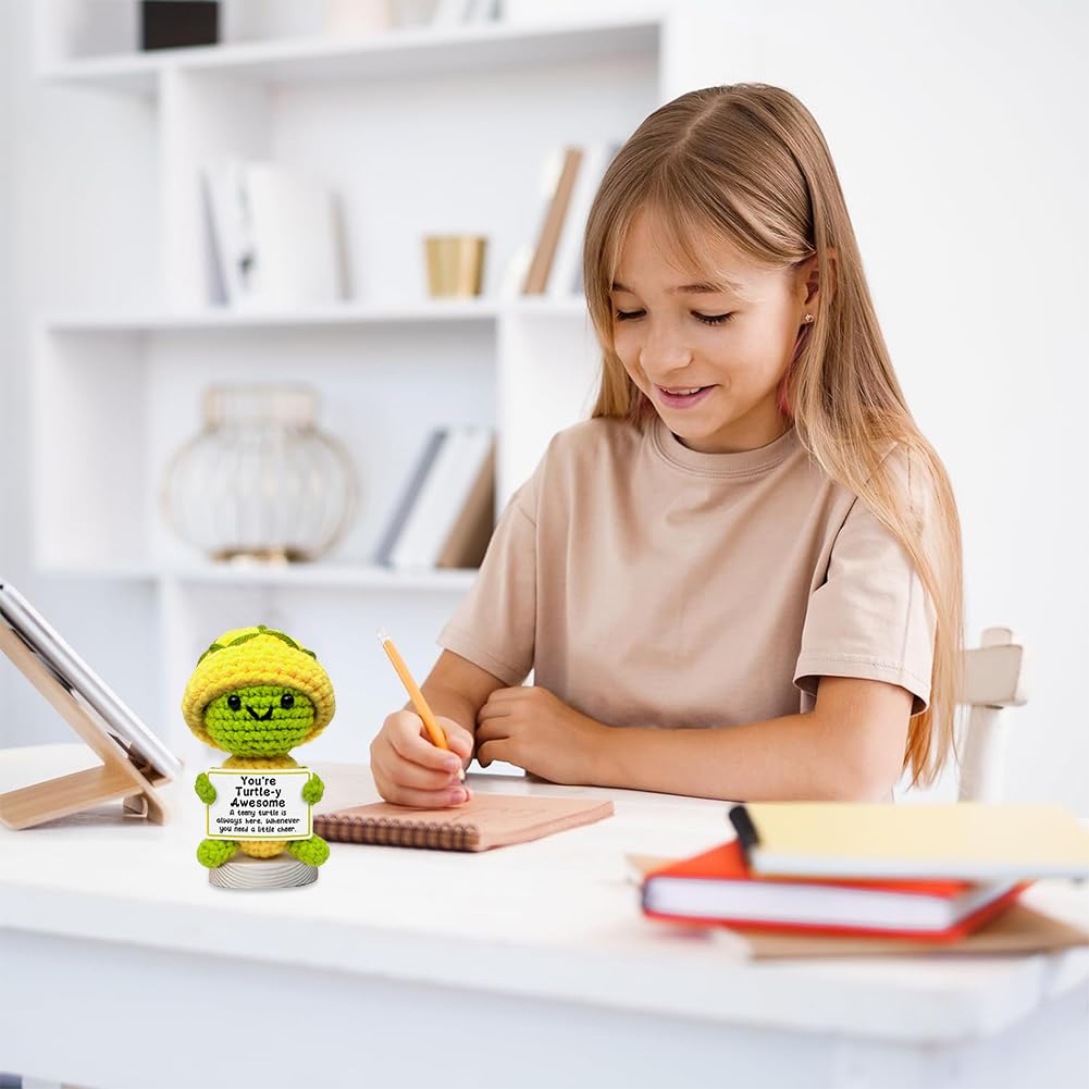 Tartaruga Positivo Peluche Portachiavi Regalo Motivazionale con Carta Portafortuna