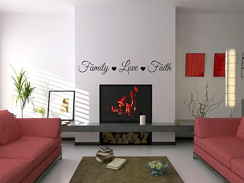 Miniatura 4 de Vinilo adhesivo para pared, diseño de familia con cita de amor y fe, con palabras extraíbles, decoración del hogar, negro, 21.7in x 3.1in