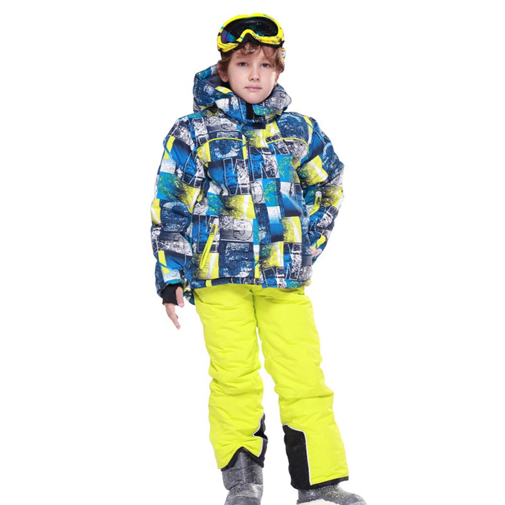 Niños Traje de Esquí 5000mm Chaqueta Impermeable Soft Shell para Nieve Peto de Nieve Conjunto Caliente de 2 Piezas