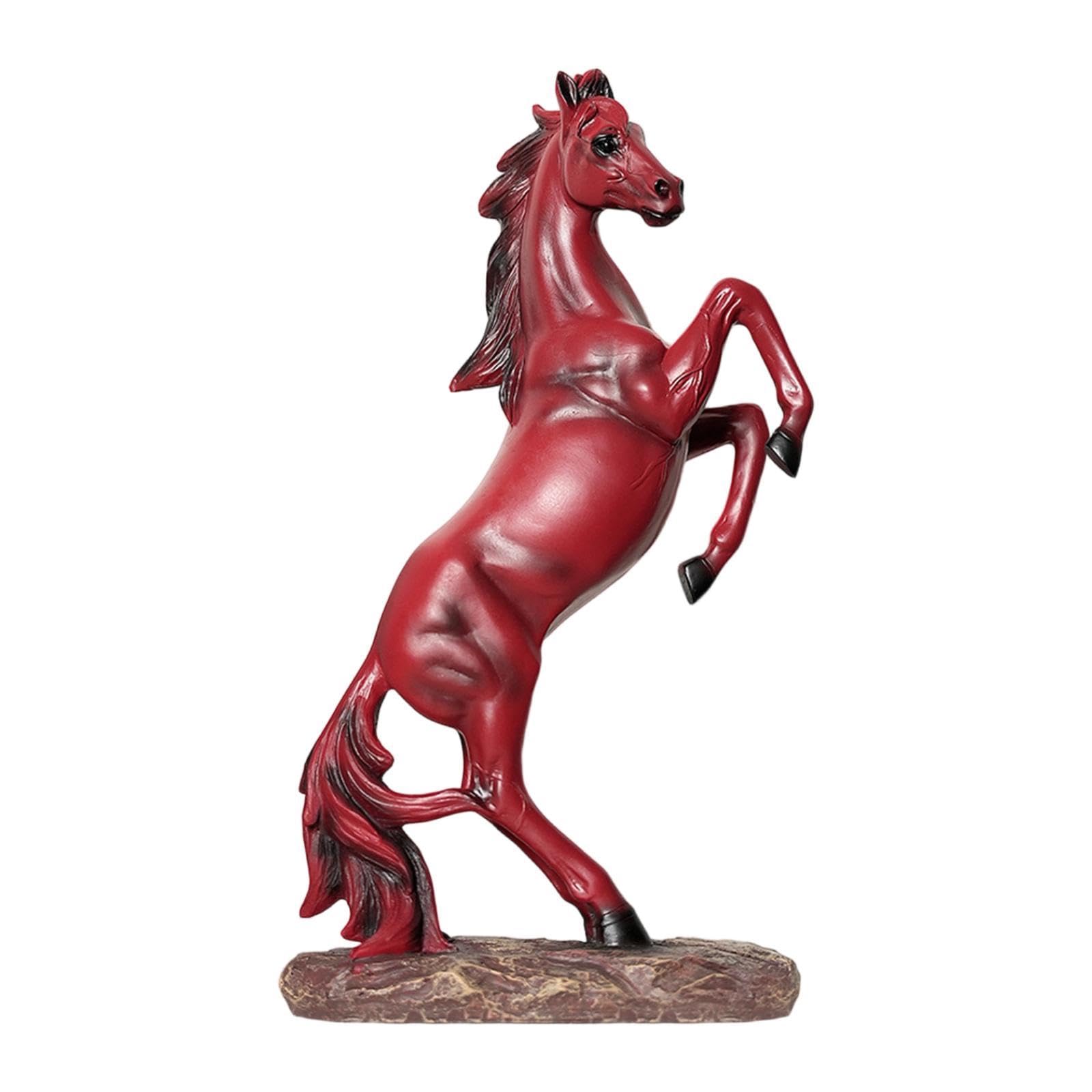 Cadeau créatif moderne : figurine cheval en résine rouge pour crémaillère et anniversaire