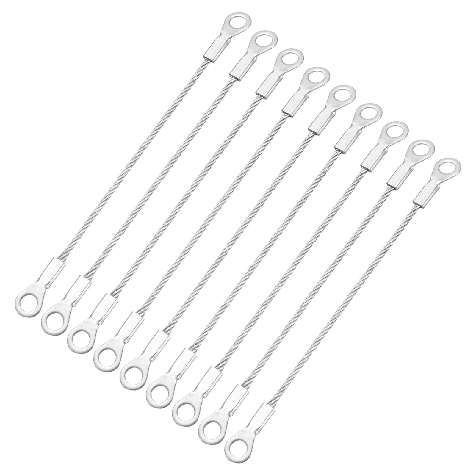 sourcing map 9Pcs Security Cable,Double Loop Cable,10cmx2mm,Silver