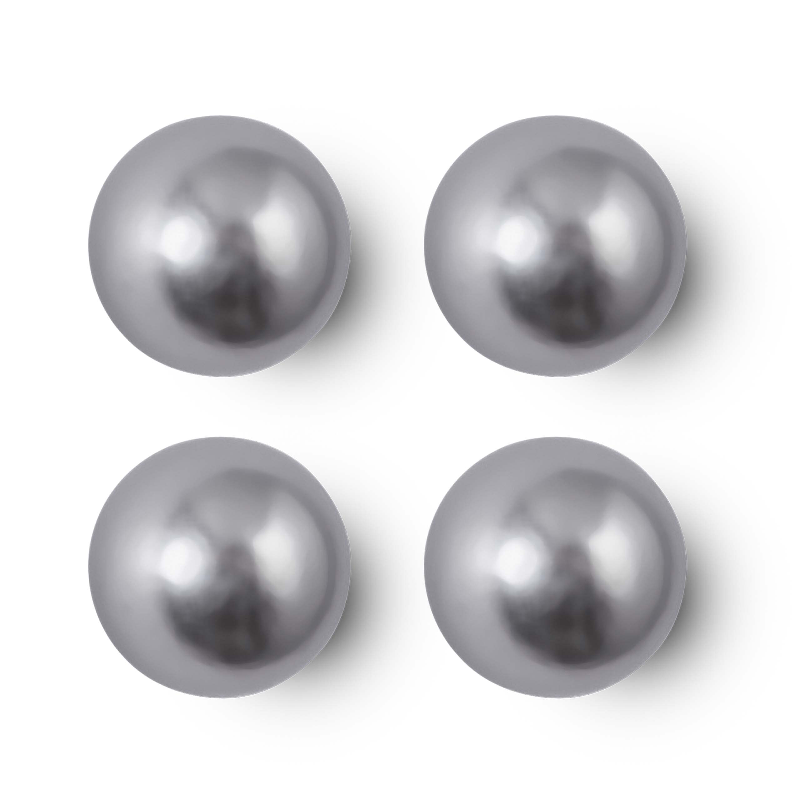 MAUL aimant néodyme hémisphérique, lot de 4 aimants ronds puissants à usage multiple, aimants au design moderne et élégant, Ø 15 mm, charge jusqu'à 4 kg, argent