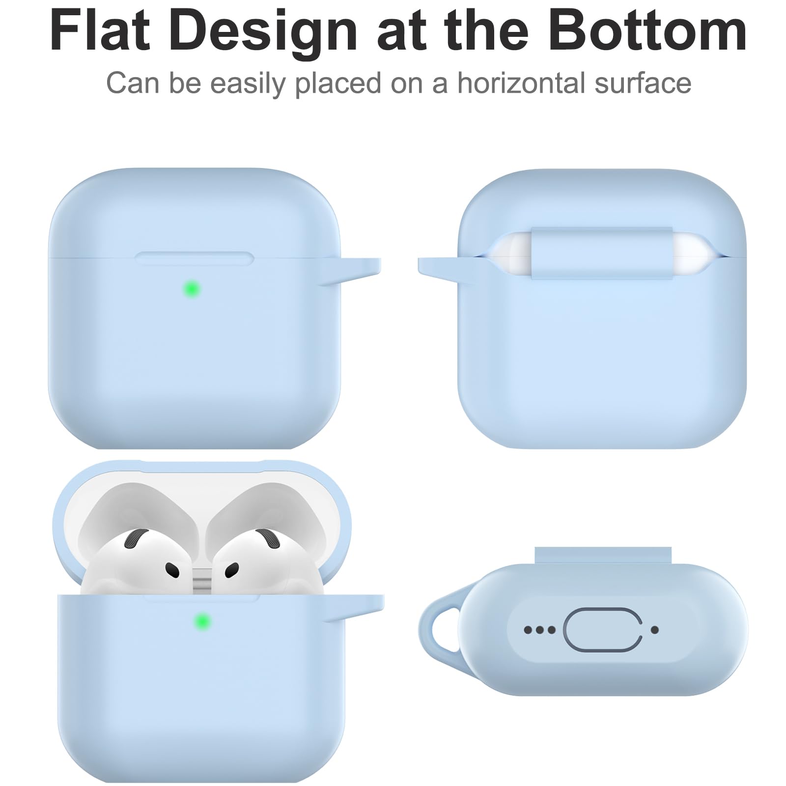 Custodia AirPods 4 2024 Nemteur - Silicone Con LED, Moschettone, Design Avocado - Foto 12