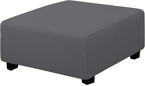 Easy-Going Funda otomana cuadrada elástica de 40 x 40 x 15 pulgadas, protector de muebles, funda rectangular suave con parte inferior elástica,