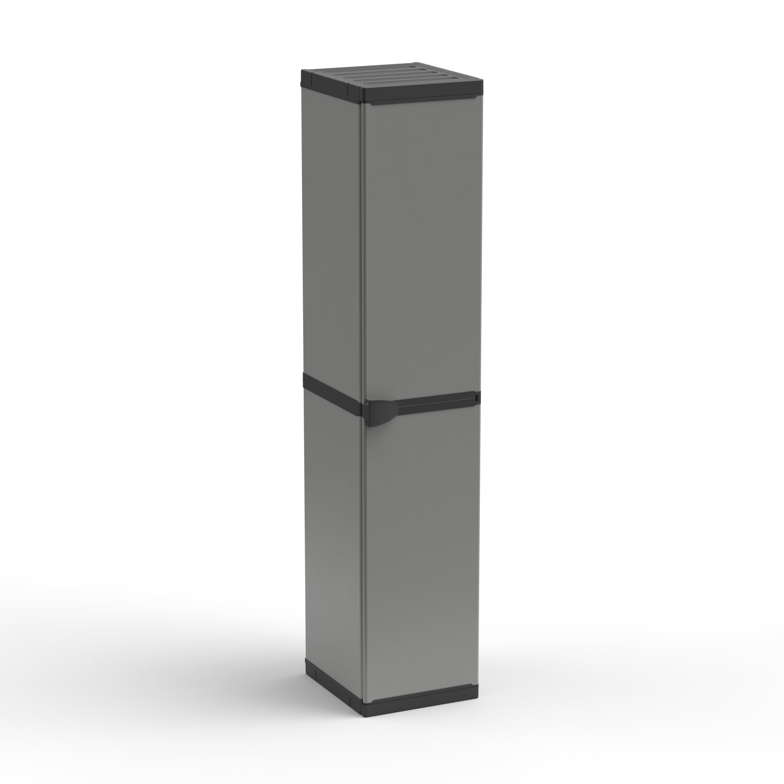 Adventa Armoire résine PVC PP 1 porte 3 étagères modulaire 34x40x165 cm Gris