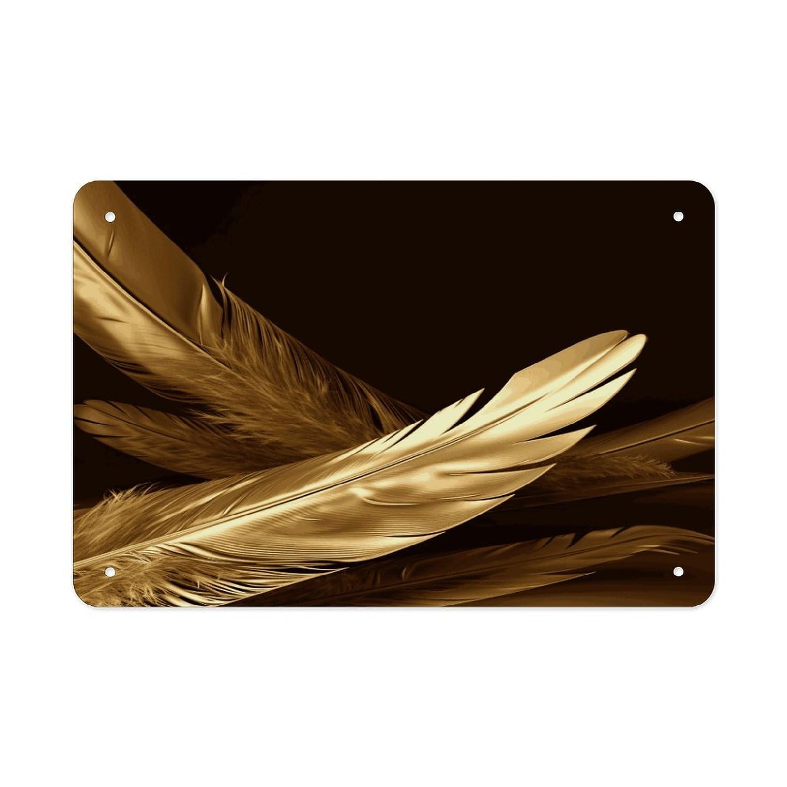 Fekiloot Style Golden Feathers Metal Signs Wall Art Tin Sign