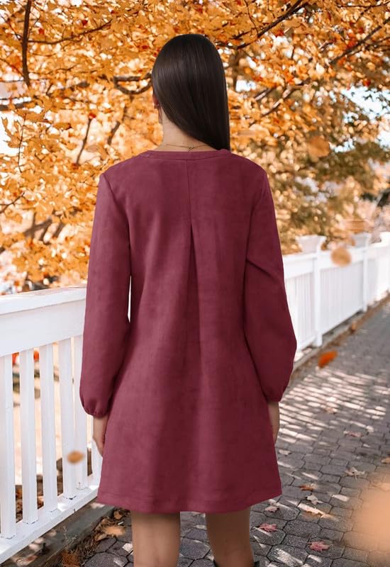 Robe d'automne rouge en A avec poches : finitions soignées JayscreateEU