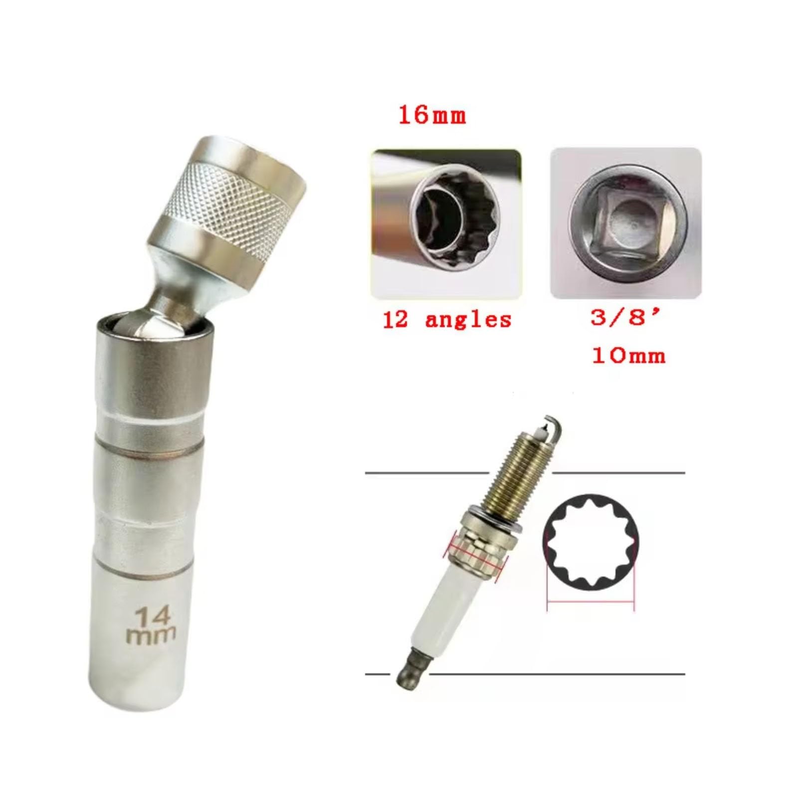 Ángulo Magnético Fino para Bujías De Pared Llave De Vaso para Bujías Herramientas De Extracción Coche Compatible con Benz Juego de Llave para Bujías