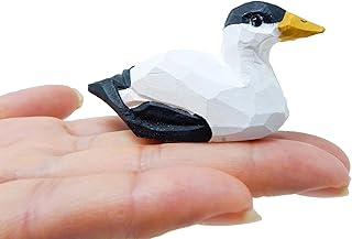 Selsea Eider Duck Handmade Wood Figurine Decor Bird Miniature Art Craft Statue Carved Small Animal Collectible Decoy Sculpture