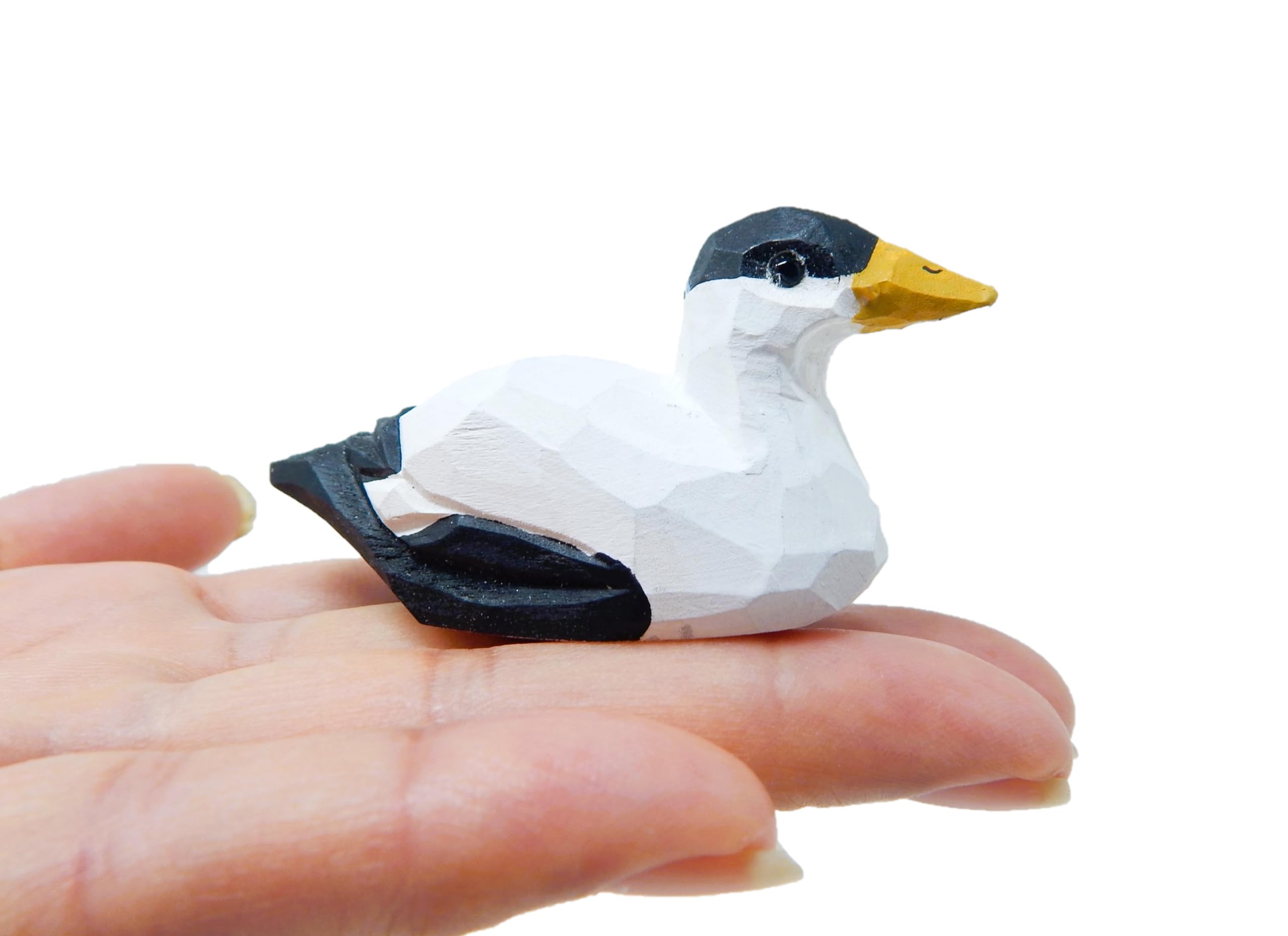 Selsea Eider Duck Handmade Wood Figurine Decor Bird Miniature Art Craft Statue Carved Small Animal Collectible Decoy Sculpture