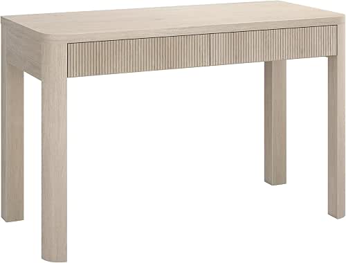 Henn&Hart 48" Fluted Home Office Desk, Computer Desk, Beech White