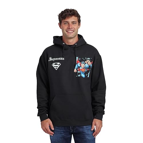 Bioworld Superman Back Print Oversized Graphic Adult Black Long Sleeve