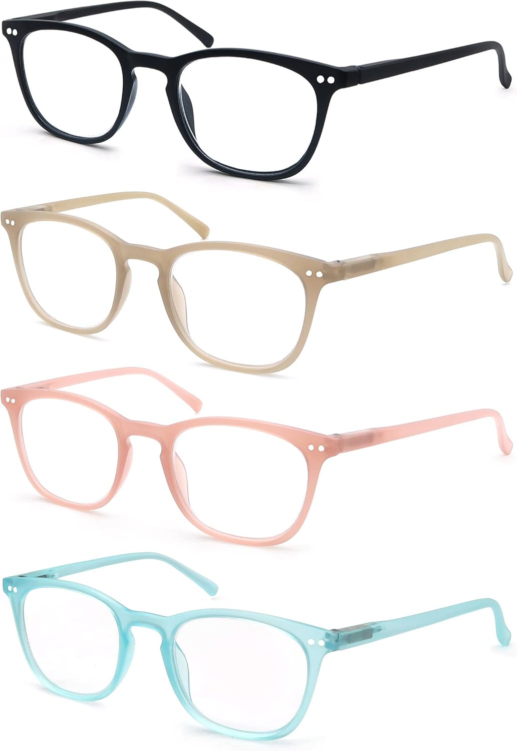 Reading Glasses Women Lightweight Stylish Readers Cute Cheaters Glasses w/Spring Hinges Eyeglasses for Reading 4 Pack - Image 2