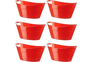 Exceptional 4.5 Liter Red Plastic Ice Buckets with Easy Handles for Parties