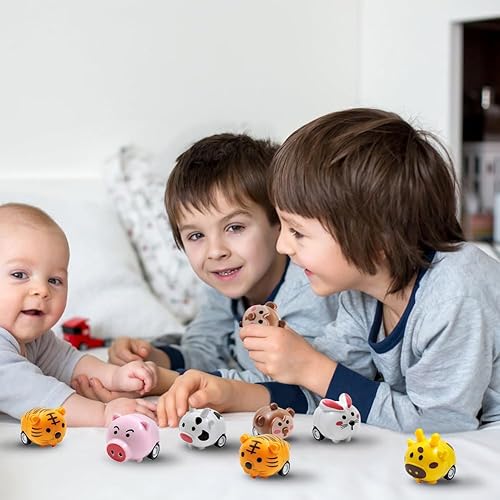 Miniatura 3 de Paquete de 12 autos de animales para tirar hacia atrás, mini juguete de animales para niños y niñas, regalo de cumpleaños, bolsas de regalo, regalos
