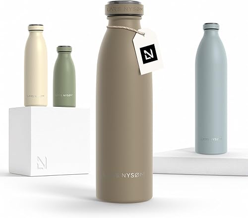 Miniatura 39 de LARS NYSØM Botella de agua aislada de acero inoxidable de 12 onzas, 17 onzas, 25 onzas, 34 onzas, 51 onzas, frasco térmico aislado para bebidas
