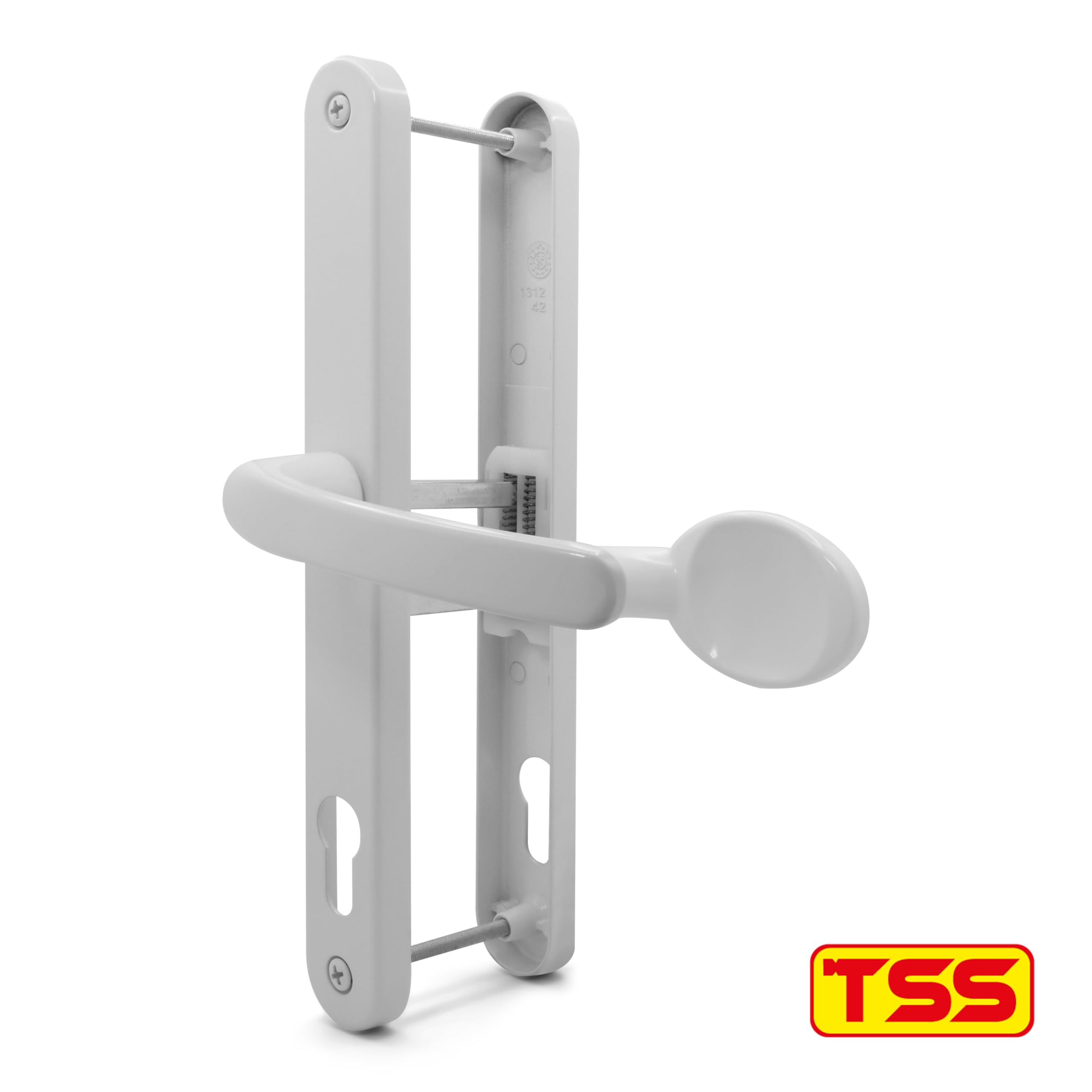 TSS UPVC Door Handles Set, Lever Moveable Pad, 92mm / 62mm PZ (Centres), 240mm Screw to Screw, Backplate 272mm X 32mm - Image 2