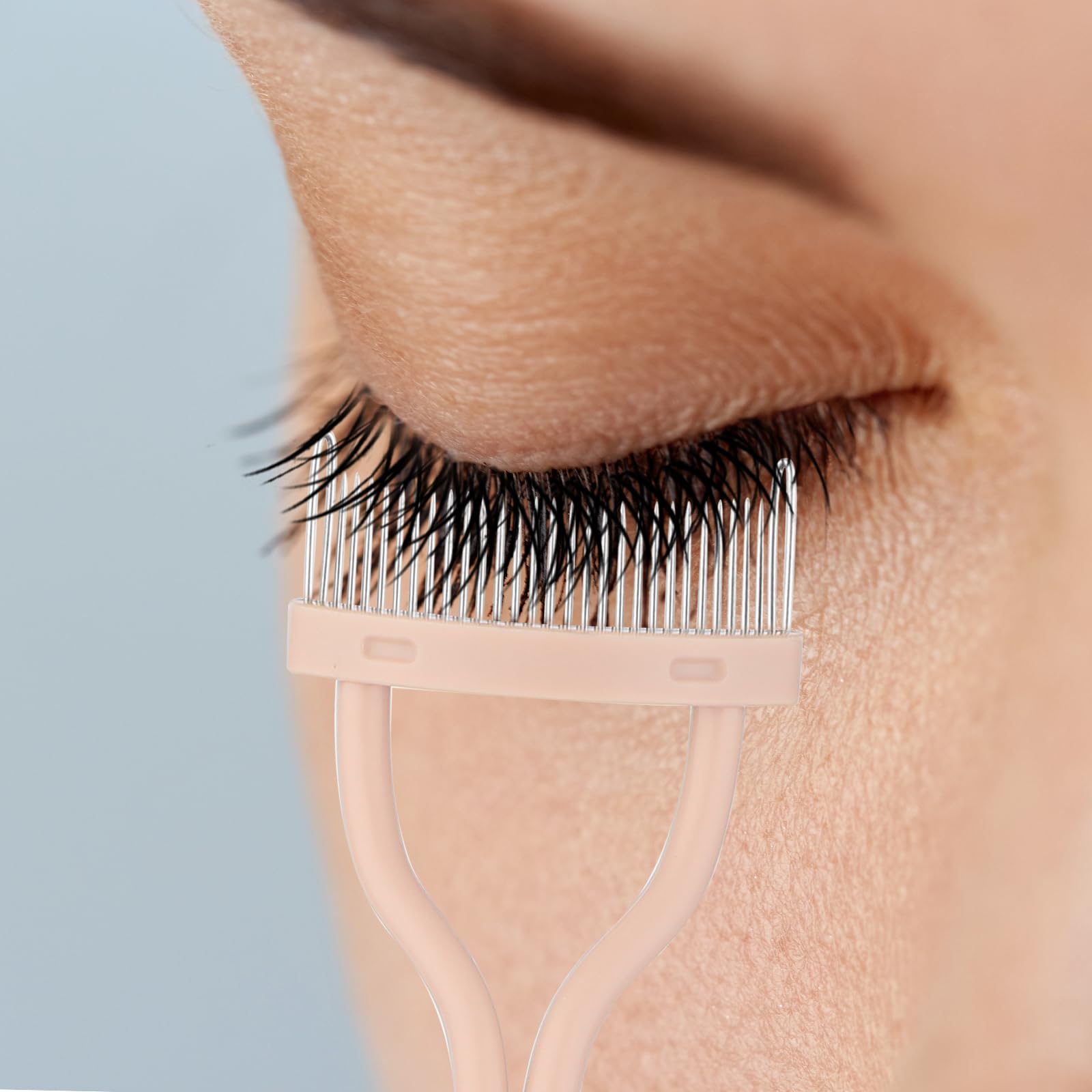2 Stück Wimpernkamm Trenner, Metallzähne Wimpern Definierer, Kamm bogenförmiger Mascara Applikator, Wimpern Definierer mit Kammabdeckung für Frauen und Mädchen Augen Make up(rosa)