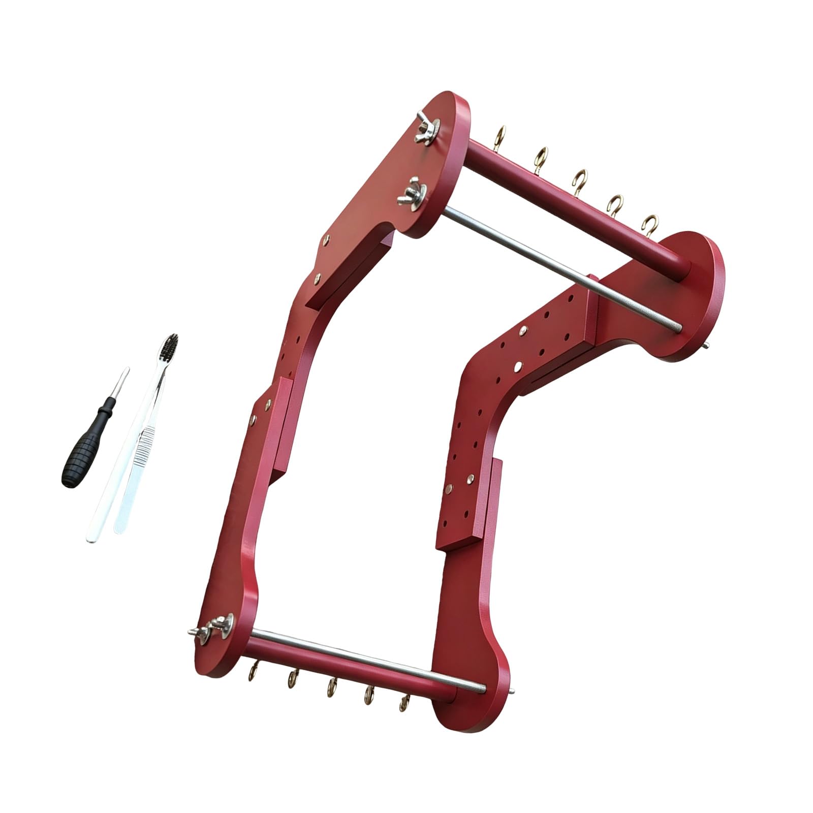 Marco de cuentas de joyería de madera con configuración de ajustable para encordar pulseras, tejer cuentas y trabajos artesanales Marco de tejido de cuentas ajustable Herramienta de encordar de