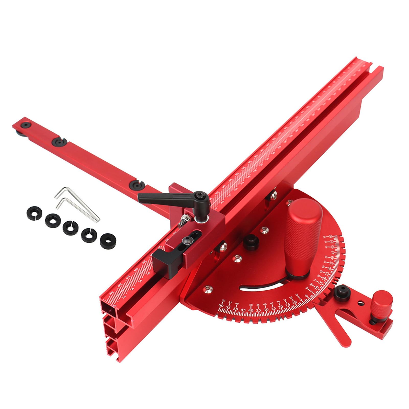 450mm Miter Gauges Fence with Track Stop Sawing Assembly Angles Rulers for Table Sawing Routers Woodworking Benches Tool Adjustable Angles Stops
