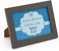 Porta-Retratos de Madeira com Vidro, 10x15 cm, Kit com 5 Unidades (Cinza escuro)
