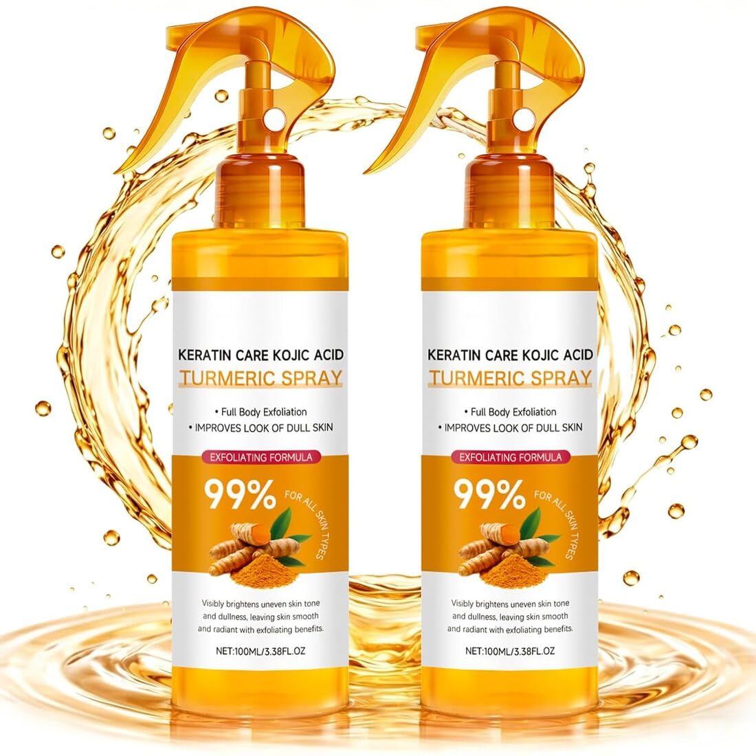 Peel shot exfoliating kojic acid turmeric spray for Smooth & Glowing Skin | Dead Skin Removal & Skin Brightening Body Scrubs| Body & Foot Exfoliator for Back, Underarms, Elbows & Knees | Suitable for All Skin Types (200 ml) Pack Of 2-picture-13