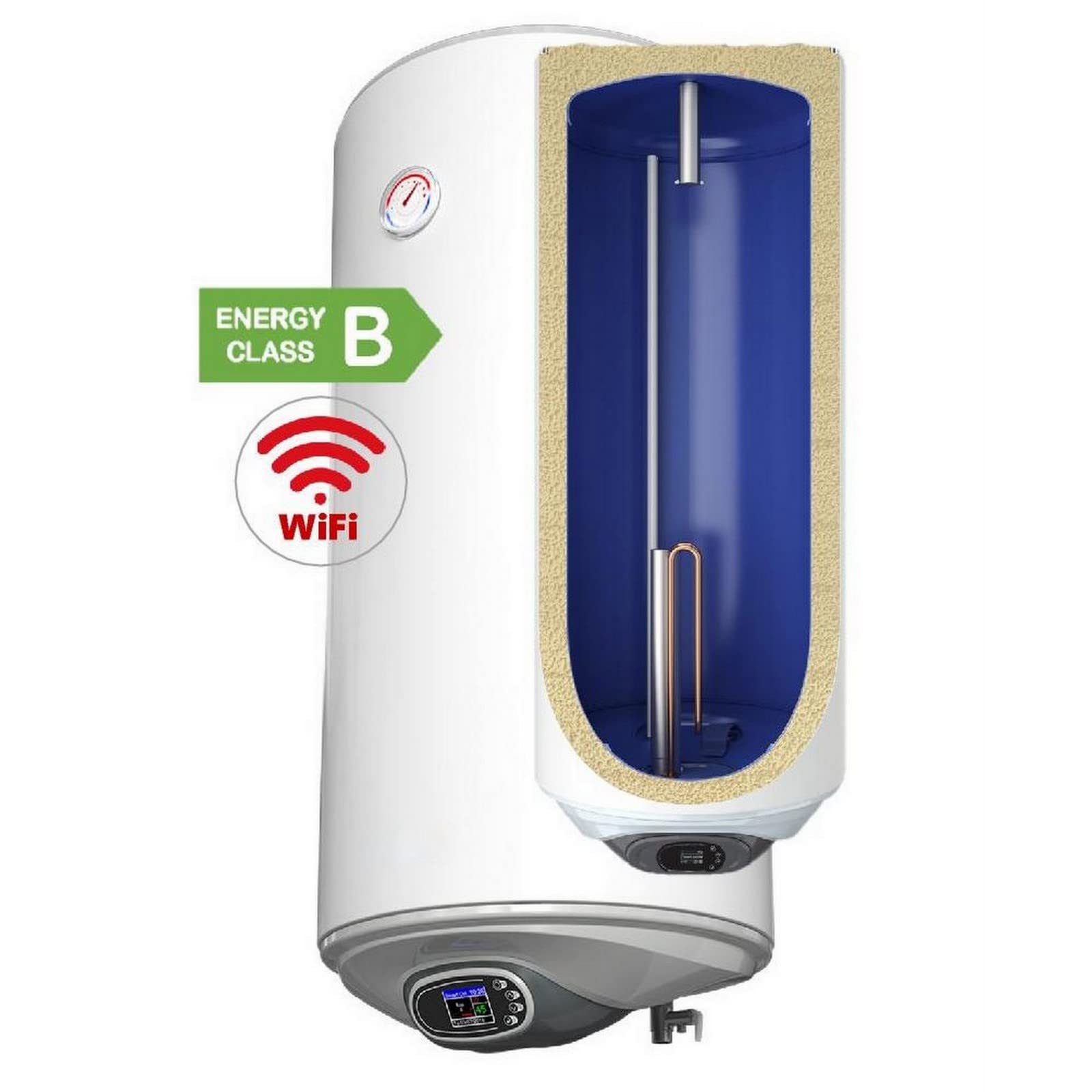Elektrospeicher Warmwasserspeicher Boiler mit Appsteuerung über WiFi wandhängender Boiler 100 Liter - 3,0 kW 230 Volt