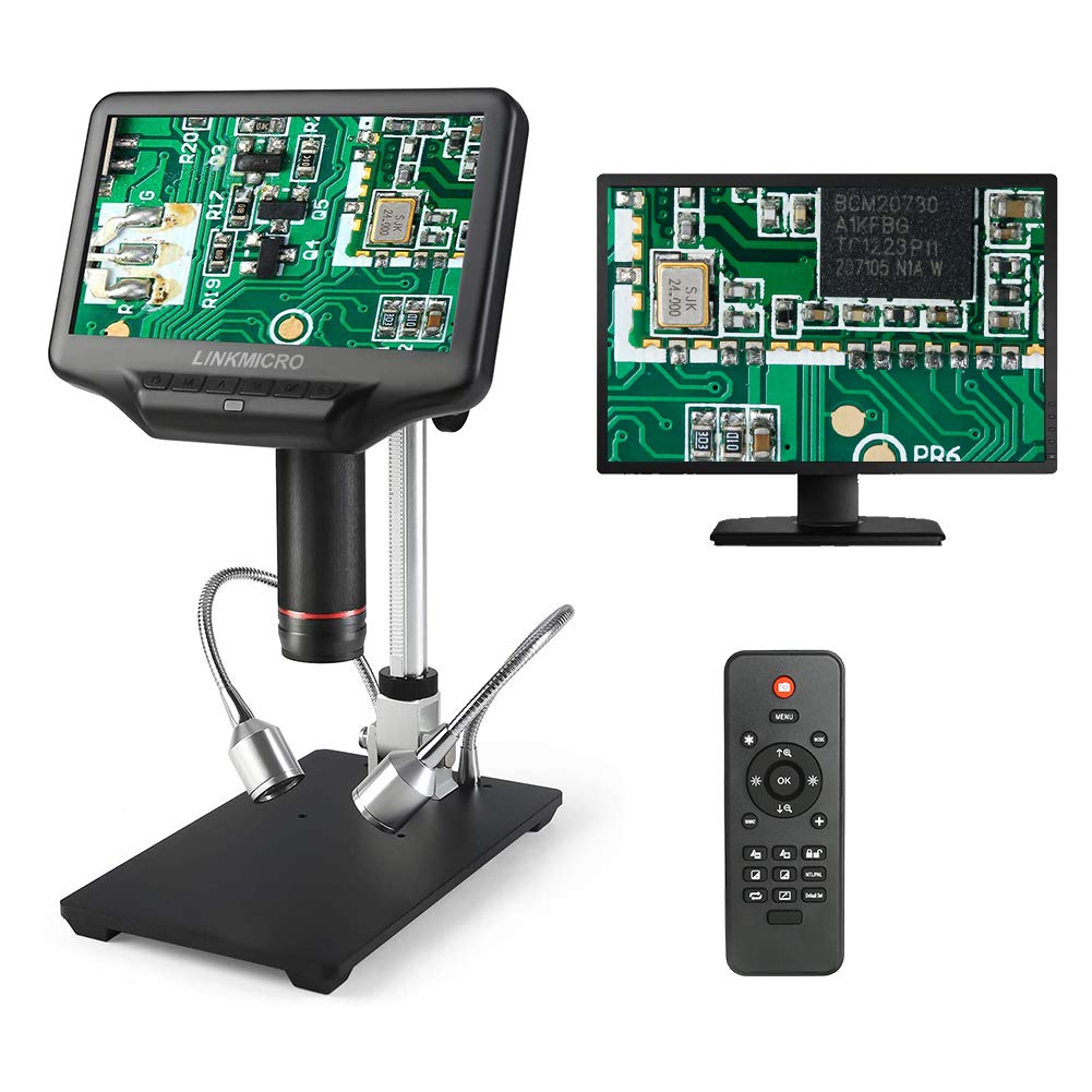 LINKMICROHDMI Digital Microscope 7 Inch HD LCD Screen 270X Magnifier with Real time Play Multimedia-Interface for Electronic Maintenance, Phone Repairing and Circuit Board Soldering Tools