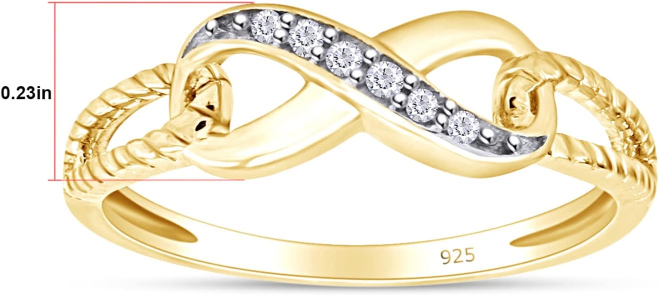 Round Cut White Natural Diamond Infinity Rope Ring Jewelry For Women in 14k Gold Over Sterling Silver (0.03 Cttw, Color- I-J, Clarity- I2-I3)