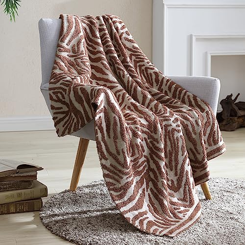 Snuggle Sac Luxury Feather Yarn Fluffy Throw Blanket Zebra Textured Reversible 3D Hand Feeling Super Soft Fuzzy Warm Cozy Decor Knitted Blankets For Winter Christmas Home Bed Couch 50''X60'' #TOP2