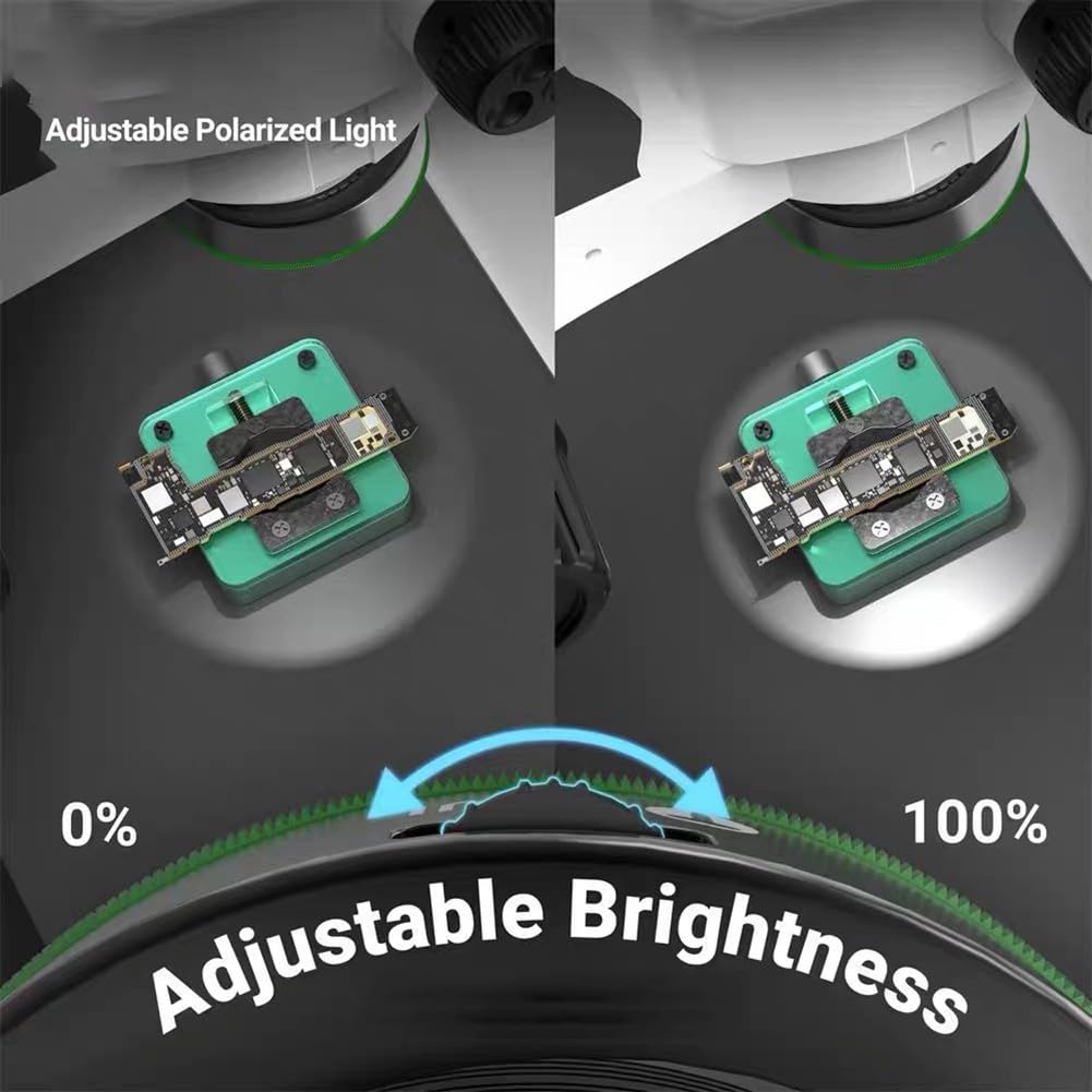 Lampada da microscopio con sorgente luminosa polarizzata regolabile a LED per luce ad anello per illuminazione ad alta messa a fuoco, diametro interno 47 mm, struttura interamente in