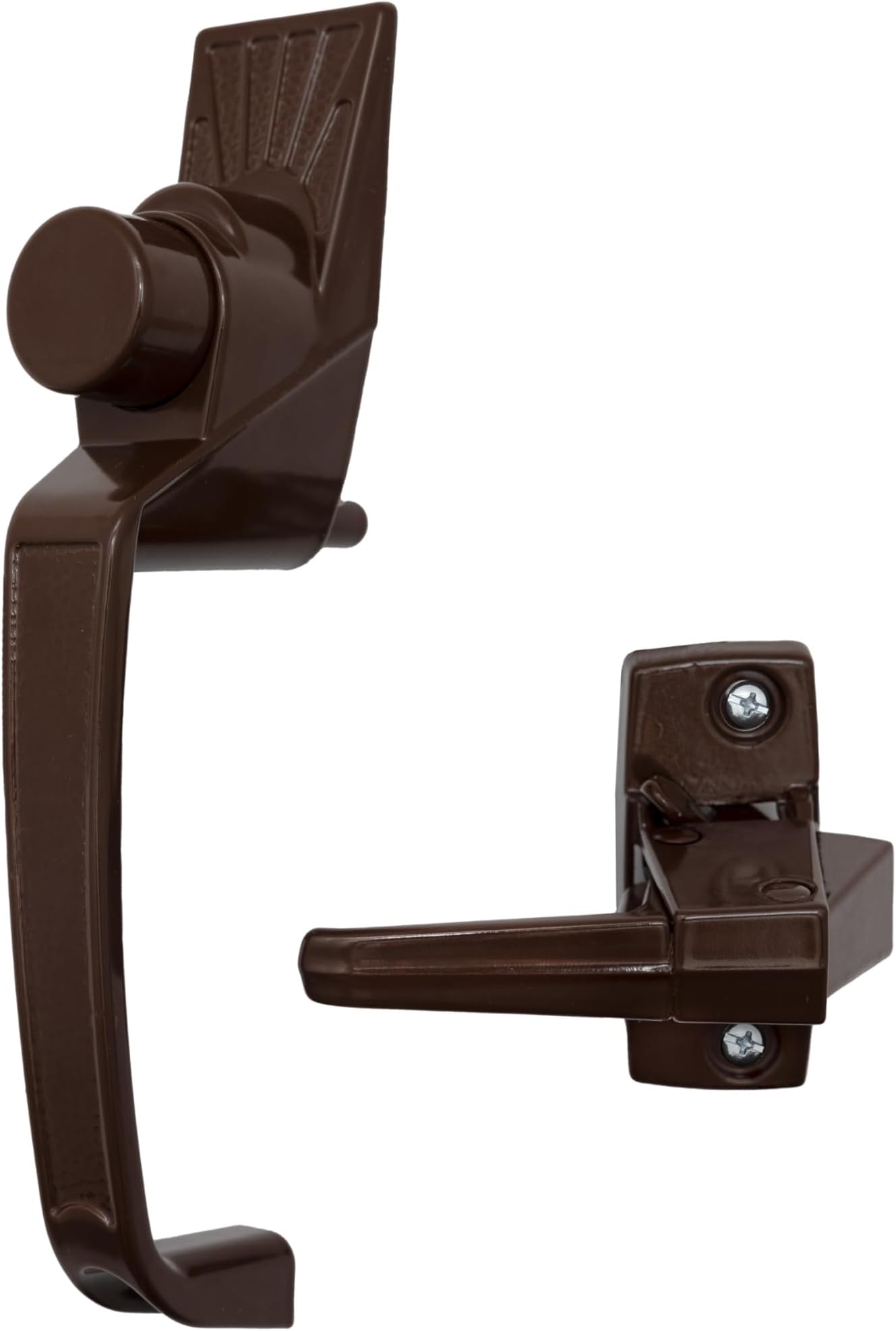 Ideal Security Model 910 Classic Push Button Handle with Latch for Storm Door and Screen Door, Brown