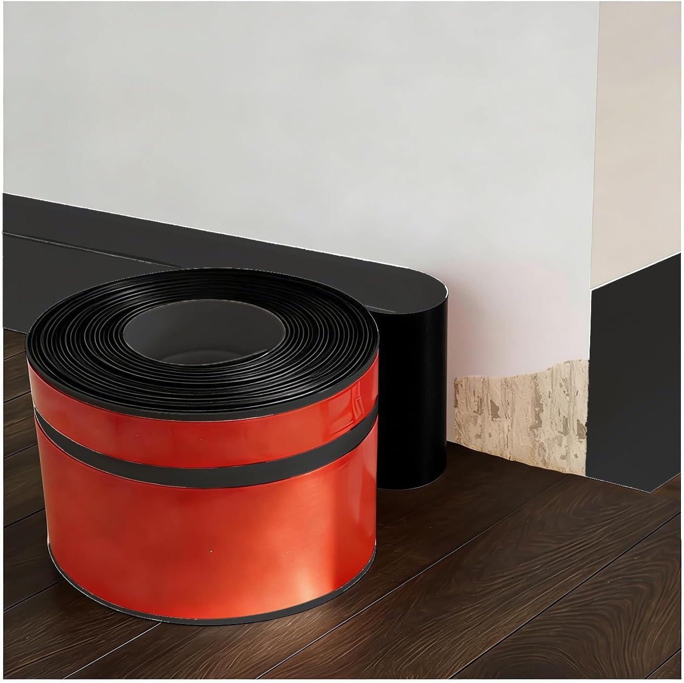 PVC Skirting Board Covers, Flexible Plastic Skirting Board Trim, PVC Self-Adhesive Wall Baseboard Cover, Baseboard Trim for Floor Wall Kitchen and Bathroom(Grey-7cm-15.2m) — image 1