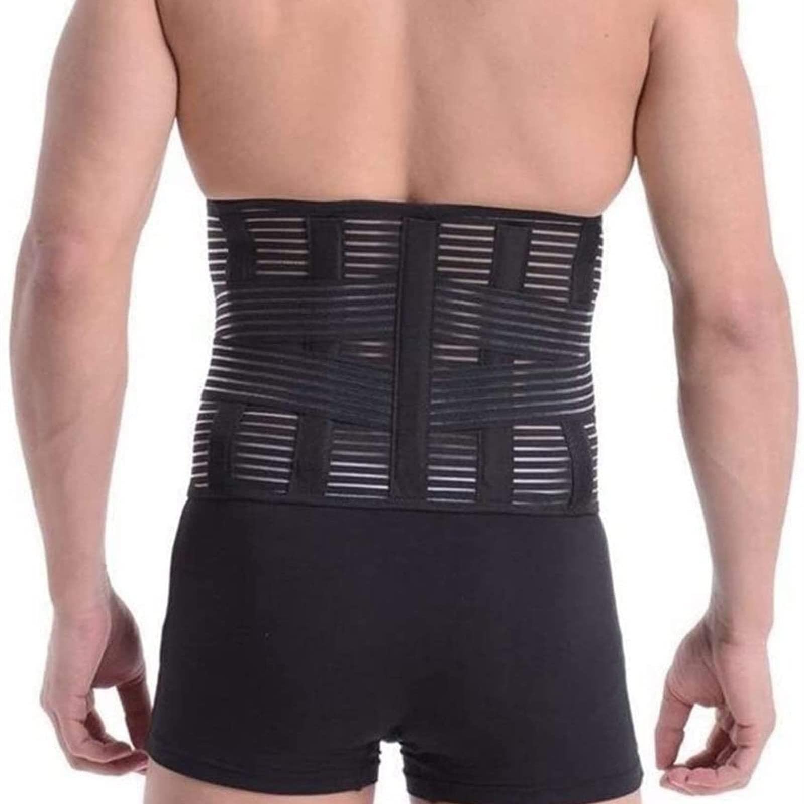 Soporte de espalda para hombre y mujer Cinturón de descompresión lumbar Bariátrico Abdominal Estómago Carpeta Obesidad Cinturón Post Cirugía Barriga Cintura Compresión Envoltura (Negro XL)