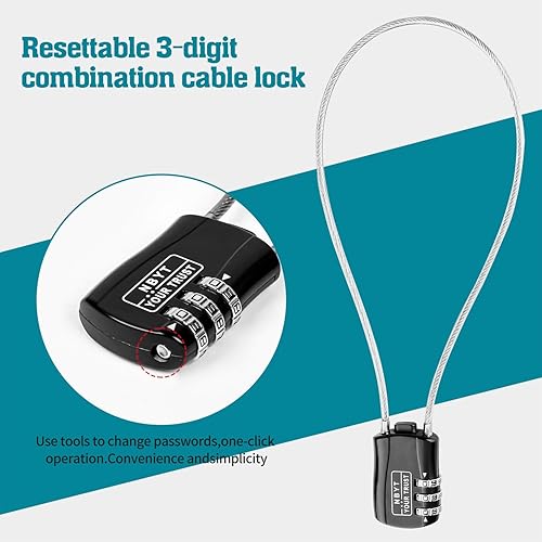 Miniatura 4 de Cerradura de cable de cuerda de alambre con código reiniciable, aleación de zinc, mini cerradura combinada para casco, equipaje, esquí, snowboard,