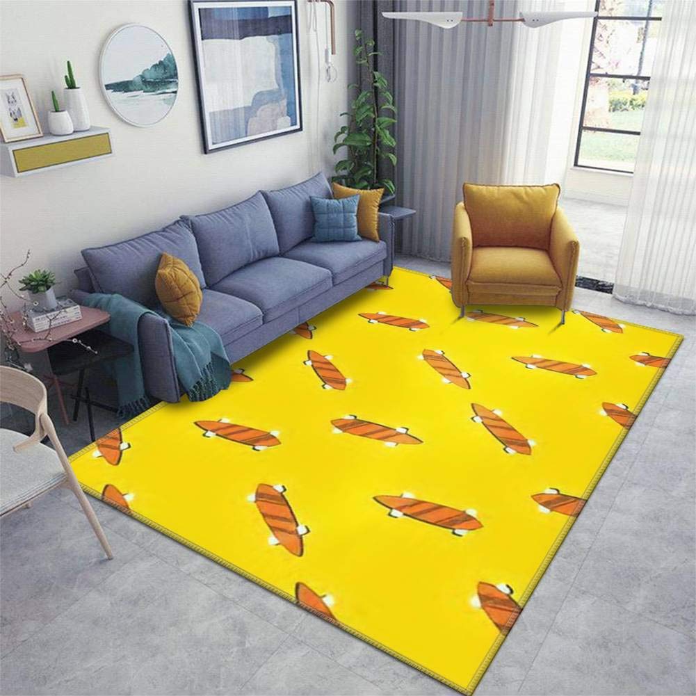 Home Area Runner Rug Pad Skateboard Pattern Seamless Bright Abstract Pattern with Skateboard Thickened Non Slip Mats Doormat Entry Rug Floor Carpet for Living Room Indoor Outdoor Throw Rugs