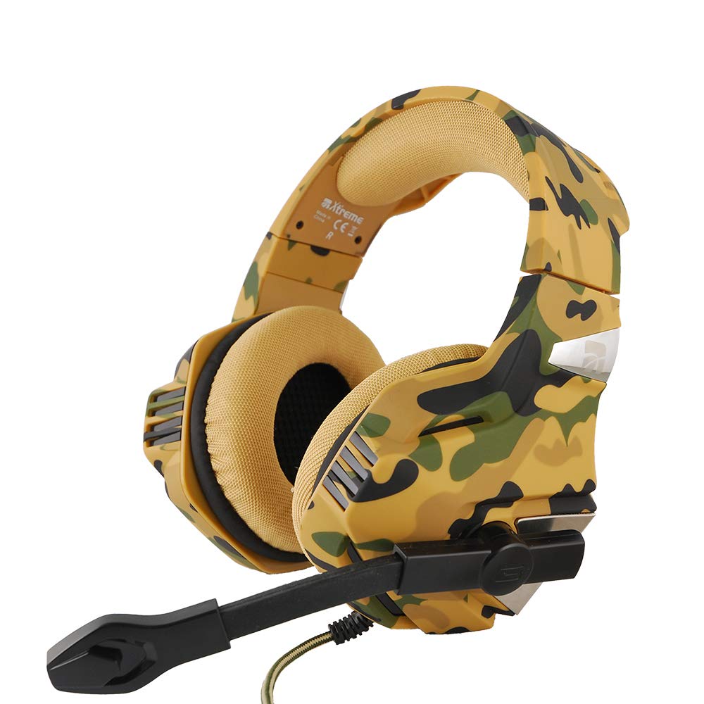 Xtreme Cuffia Gaming Predator XC300 Pro Headset - Camo, Con Microfono Regolabile, Altoparlanti 50mm, Isolamento Acustico, Compatibile PS4/PS5/XBOX ONE/XBOX X/SWITCH/PC, Cavo 2,1 mt
