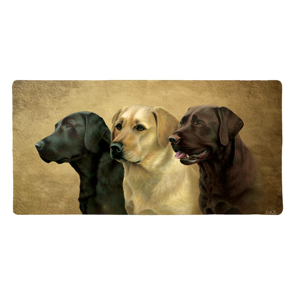 Labrador Retriever Trio Dogs Portrait Large Gaming Mouse Pad Desk Mat with Stitched Edges, Non-Slip Base