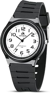 LN LENQIN Kinderuhr Jungenuhr Analog Quarz Kinderuhren für Jungen Mädchen Lernzeit Kinderuhr Leicht zu lesen Wasserdicht Unisex Uhr Kinder mit schwarzem Silikonarmband