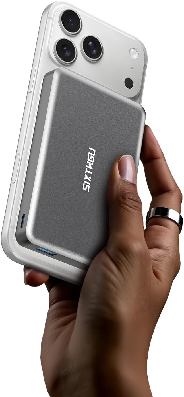 SIXTHGU Magnetic Power Bank, 10,000mAh Wireless Portable Charger, PD20W Fast Charging Magnetic Battery Pack with USB-C Cable for iPhone 17/16/15/14/13/12 Series Only
