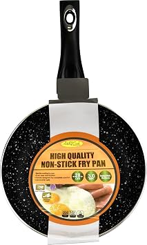 Non Stick Frying Pan Induction Pan with Heat Resistant Handle, Anti-Scratch, Granite, Egg Omelet Pan, Stone Cookware, Chef's Pan, Cooking Pan for Electric, Gas and Induction Hob 28cm Black