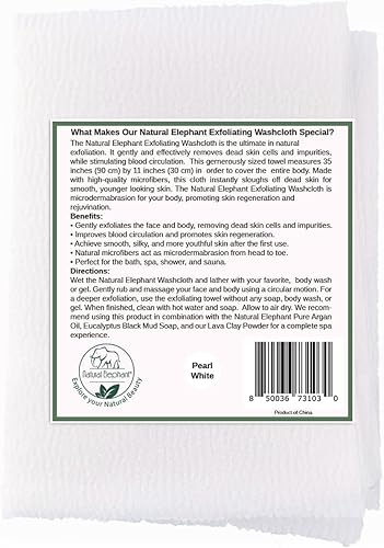 Miniatura 9 de Natural Elephant Paño exfoliante gris carbón japonés limpiador de ducha para cuerpo (paquete de 3 (3 paños))