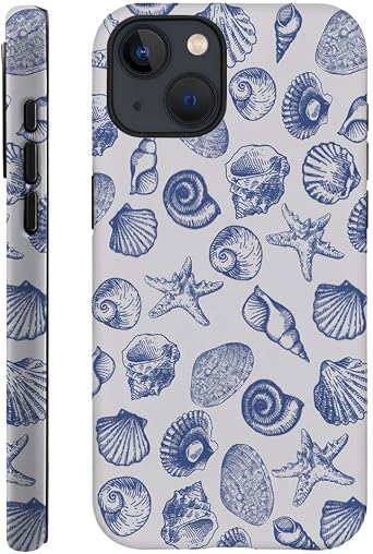 DAIZAG Case Compatible with for iPhone 14,Cute Blue Seashell Phone Case for iPhone 14 for Girl Women Boy Men