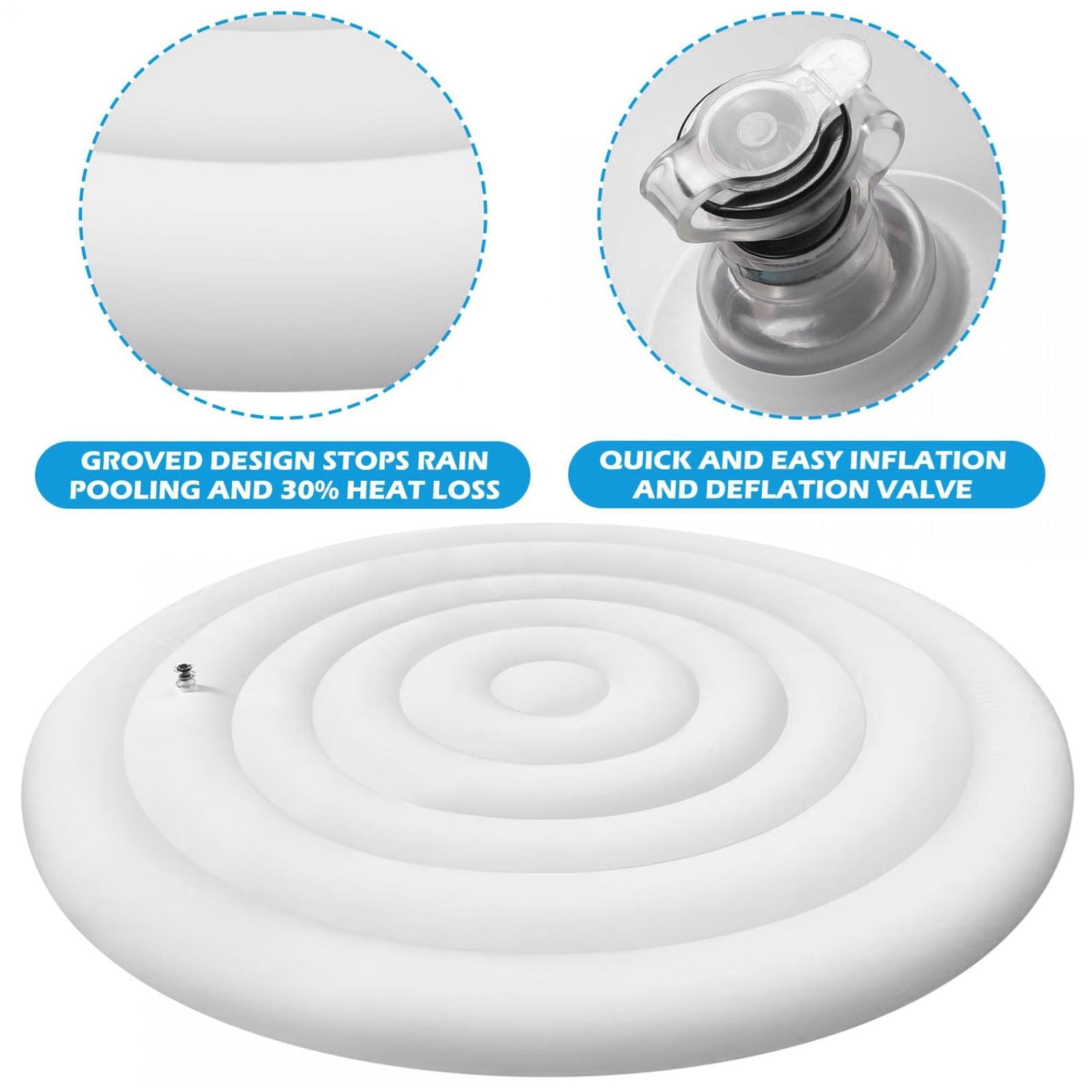 Dioche Couvercle Gonflable de 140cm Couverture Gonflable de Spa de 4,5 Pieds - Couvercle Pliable à économie d'énergie pour Spas Gonflables Extérieurs Ronds - Rétention de Chaleur et Facile