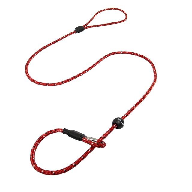 Dog & Field Pro Trialler - Correa Deslizante para Perros, Color Rojo, 1,2 m, con tapón de botón, fácil…