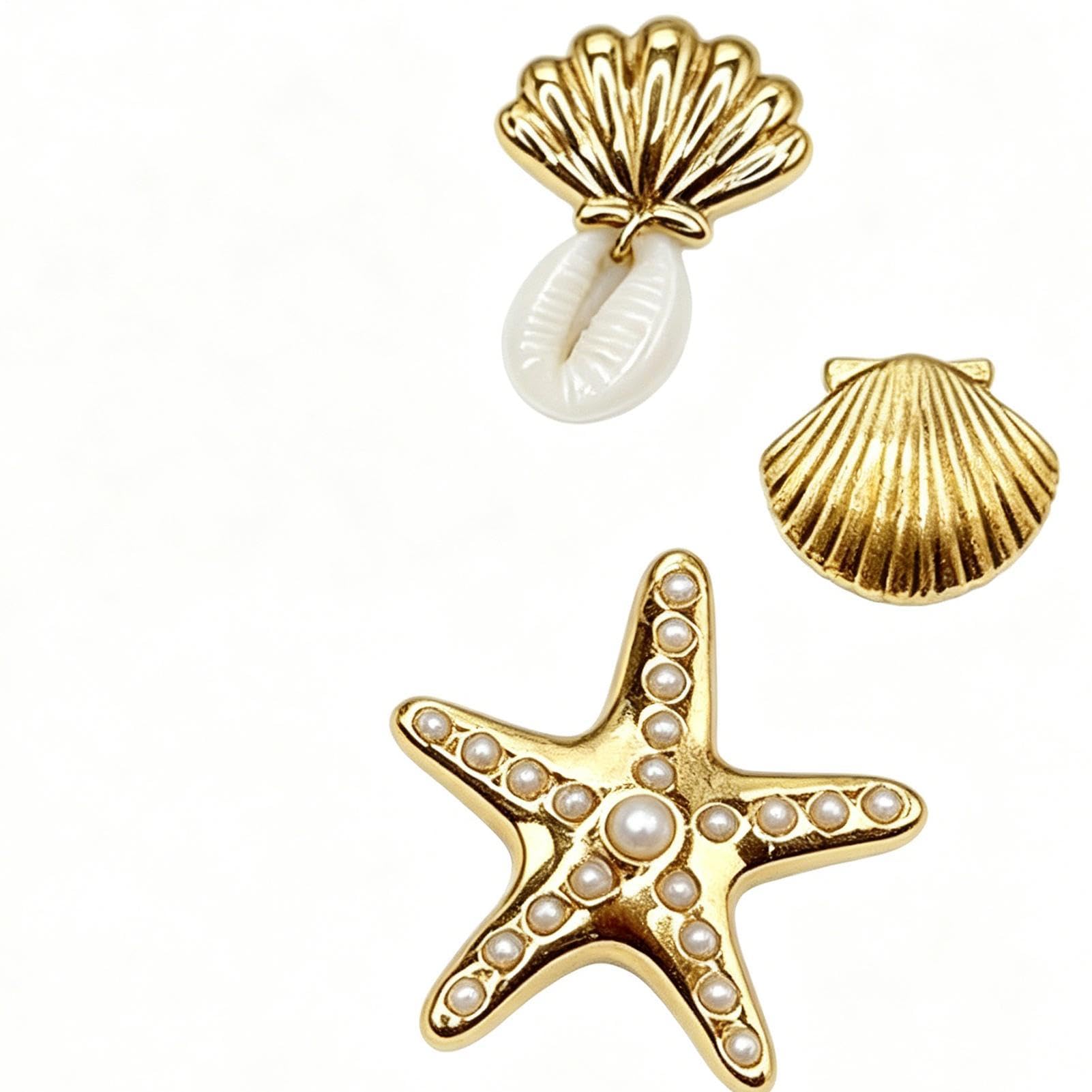 Generico Sandalo Charms per Ciabatte - 6 Pezzi Stella Marina Oro Decorazione per Scarpe | Ciondoli Dorati per Ciabatte,per Spiaggia Vita Quotidiana Eventi Sociali Compleanno Anno Nuovo Festa in Casa
