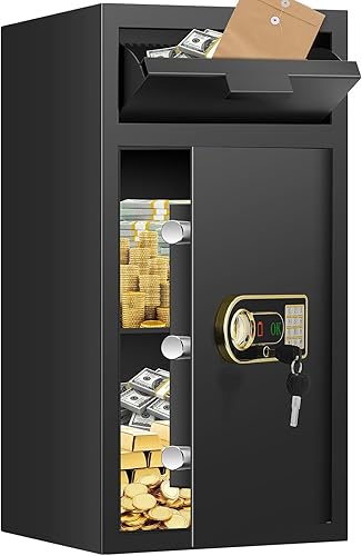 Caja de seguridad ignífuga extragrande de 7.5 pies cúbicos para negocios, caja fuerte antirrobo con ranura para caída, teclado digital, llave de